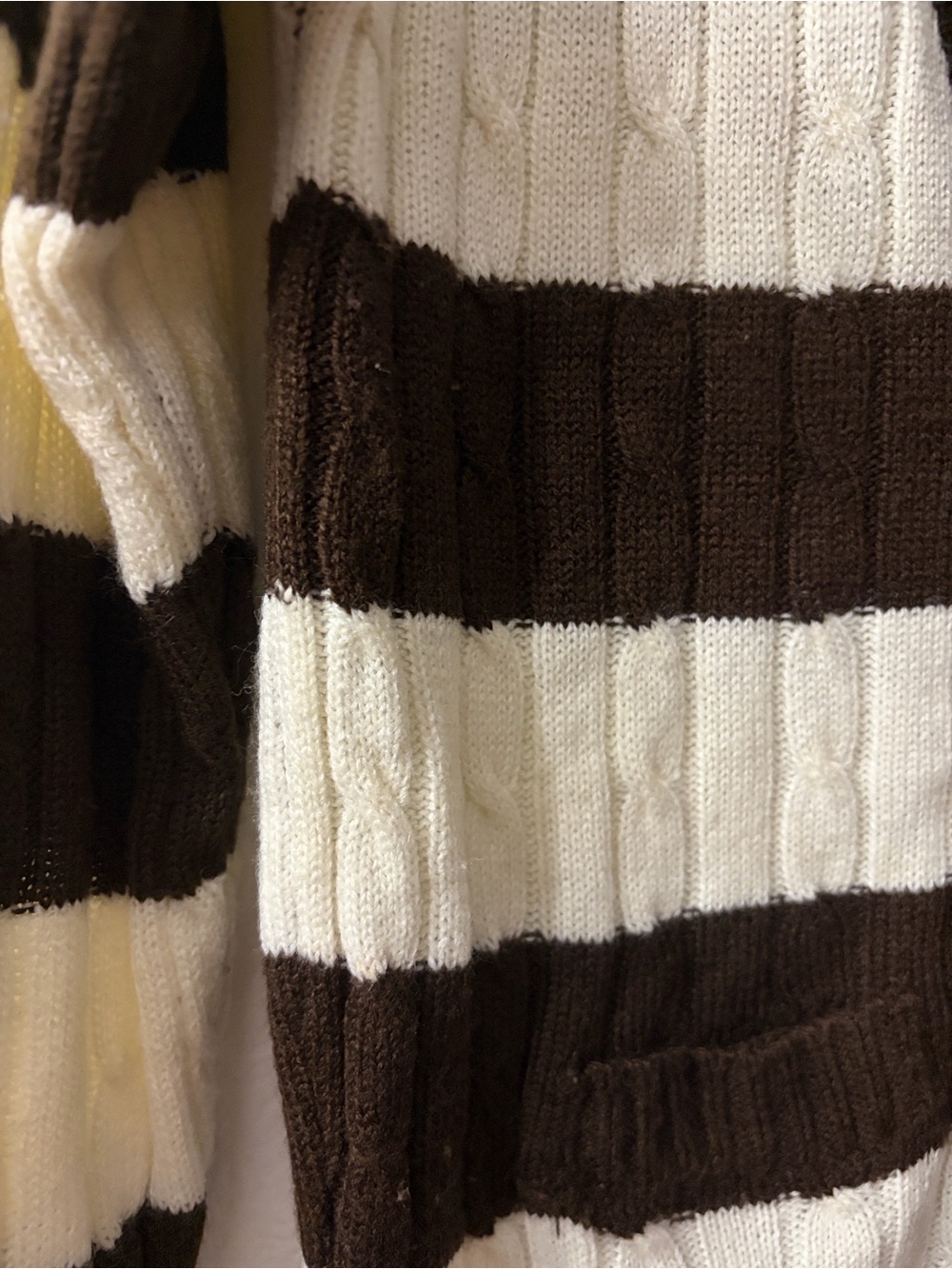 Brown and Cream Button Cardigan - Picture 3 of 5